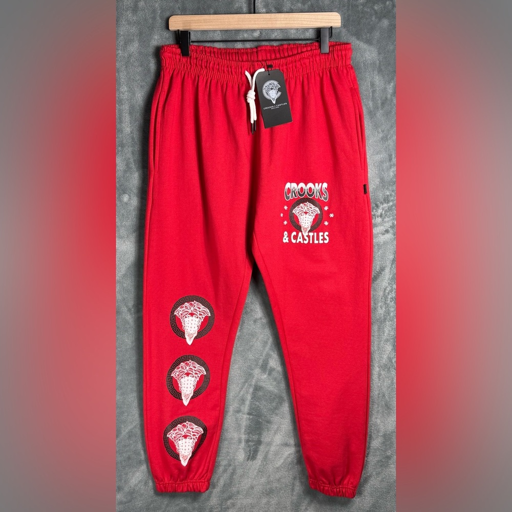 Crooks and Castles Bandito Medusa Red Joggers